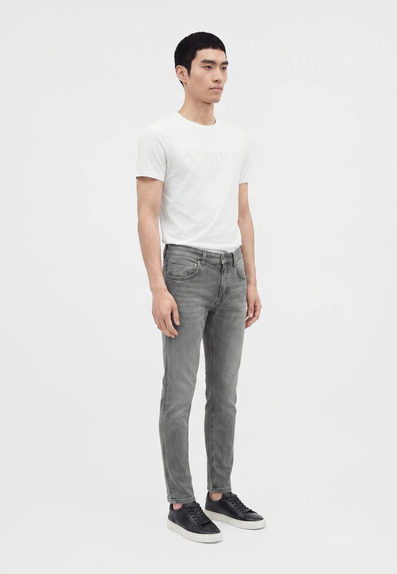 Dondup Washed Grey Slim-Fit Tapered-Leg Jeans