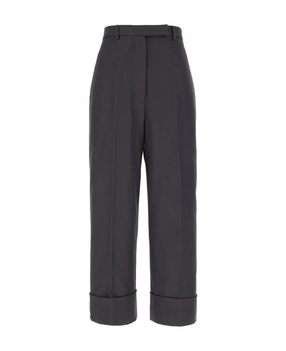 Thom Browne High-Waist Straight-Leg Pants With Wide Cuffs