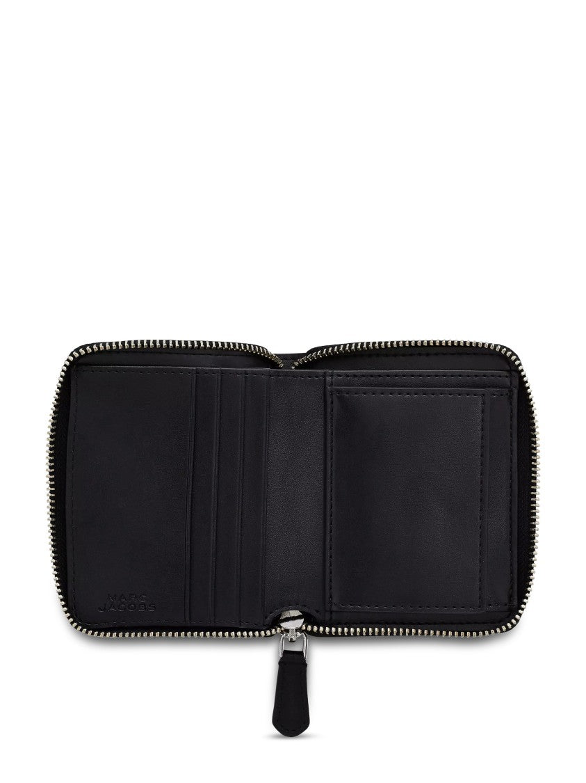 Marc Jacobs Compact Matte Black Zip-Around Wallet With Logo Patch