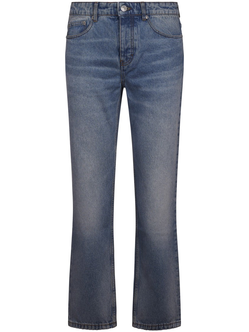 Ami Classic Fit Straight Leg Jeans With Five-Pocket Design