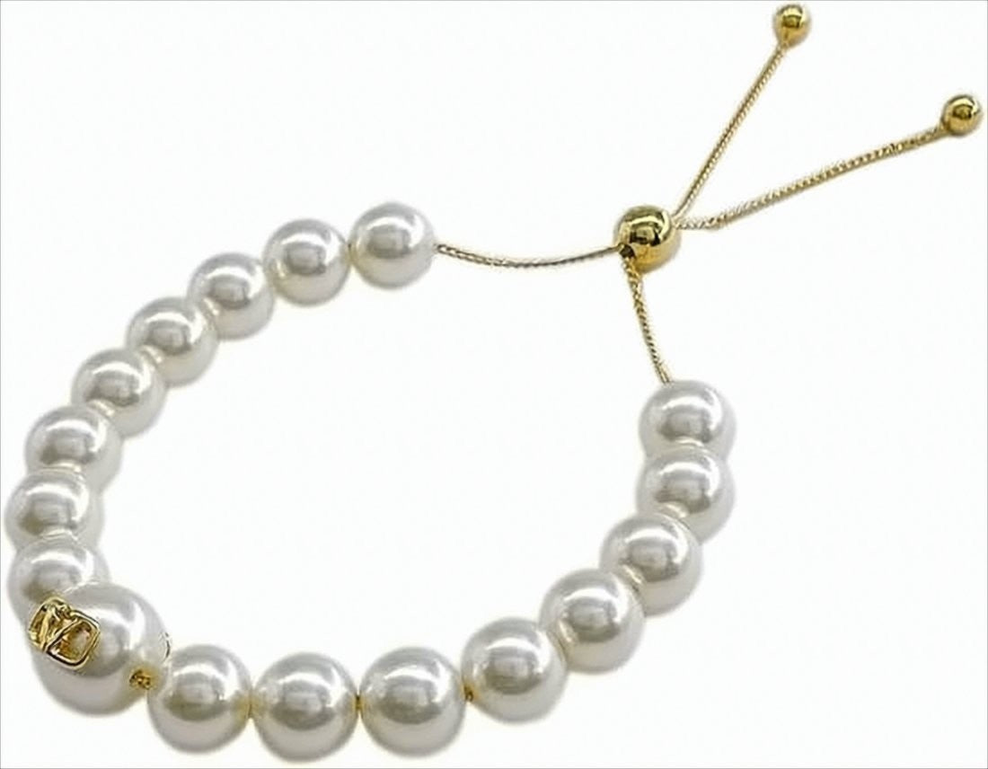 Valentino Garavani Pearl-Linked Bracelet With Adjustable Gold-Tone Chain
