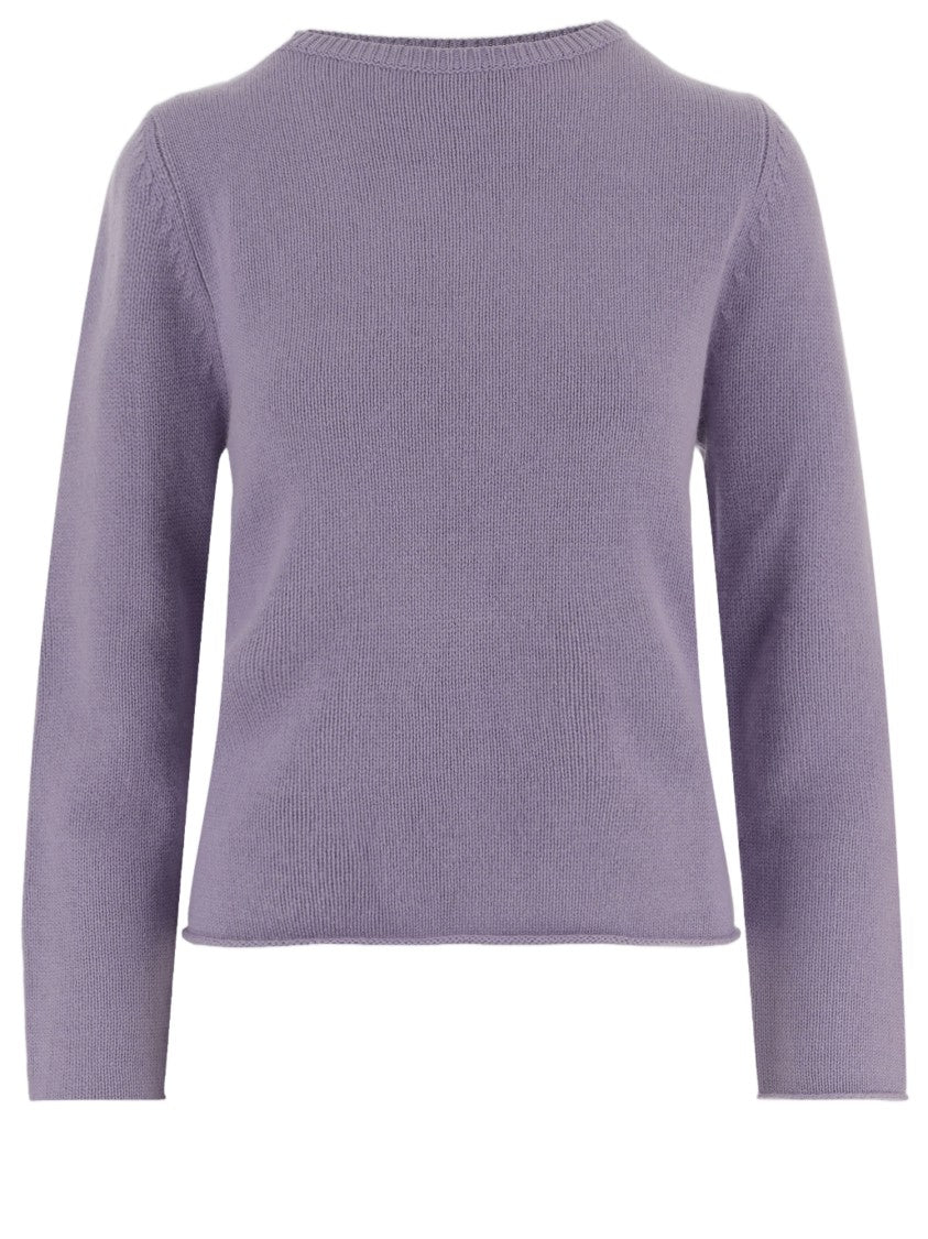 Allude Lilac Patterned Knit Crewneck Cashmere Sweater