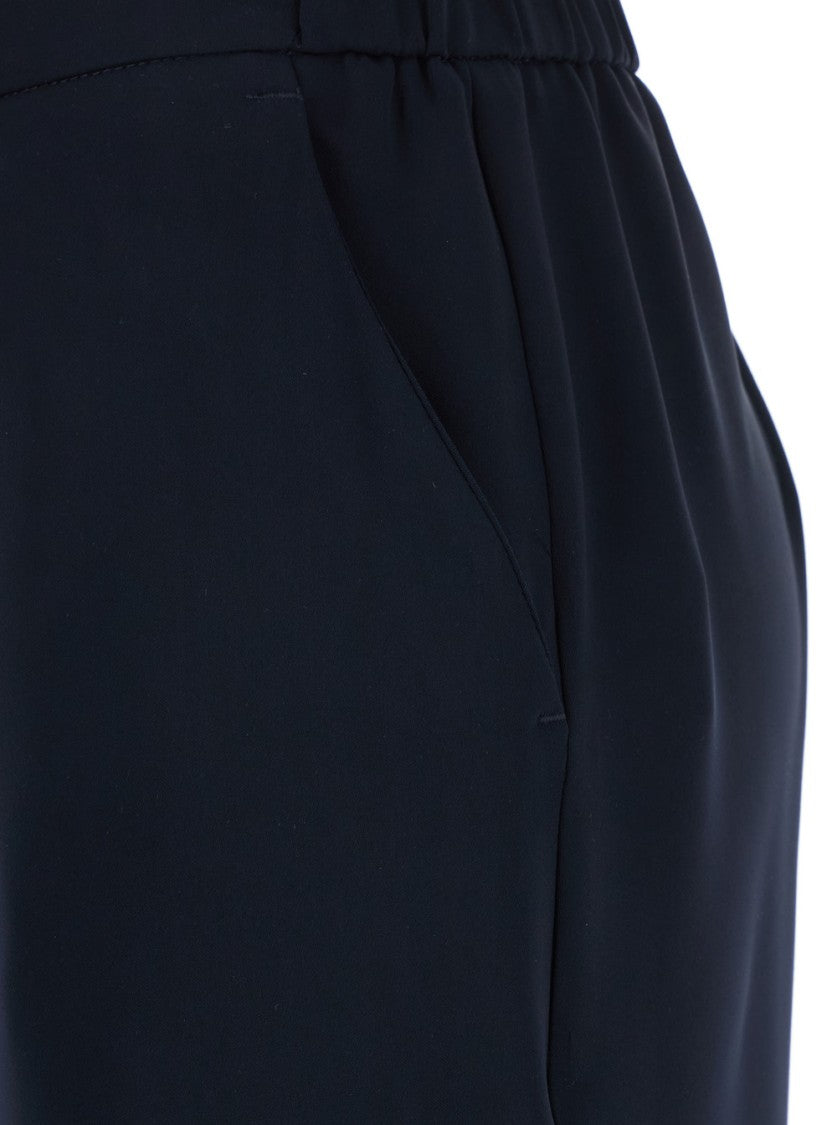 Plain Wide-Leg Blue Pants