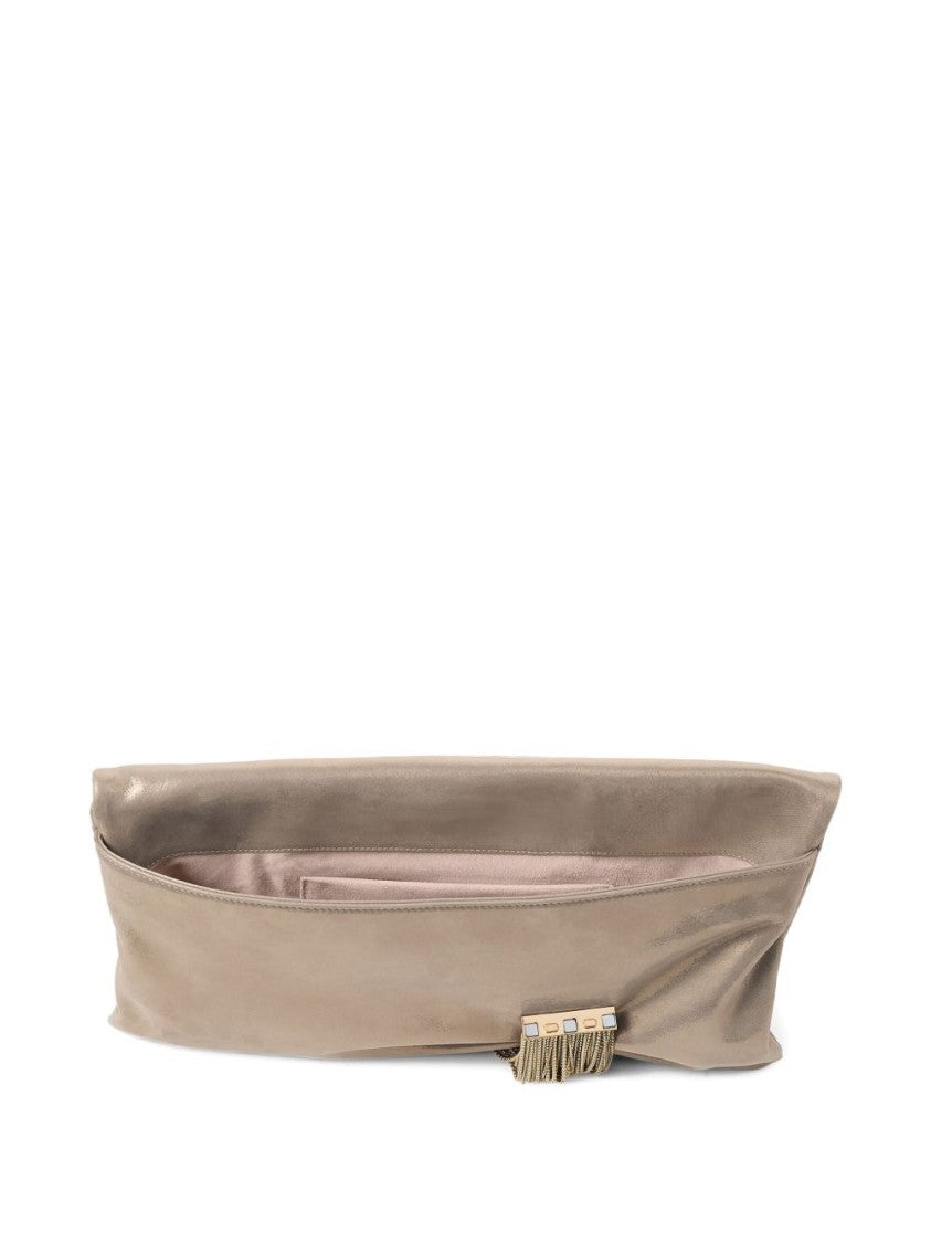 Jimmy Choo Gold-Tone Crystal-Embellished Foldover Clutch