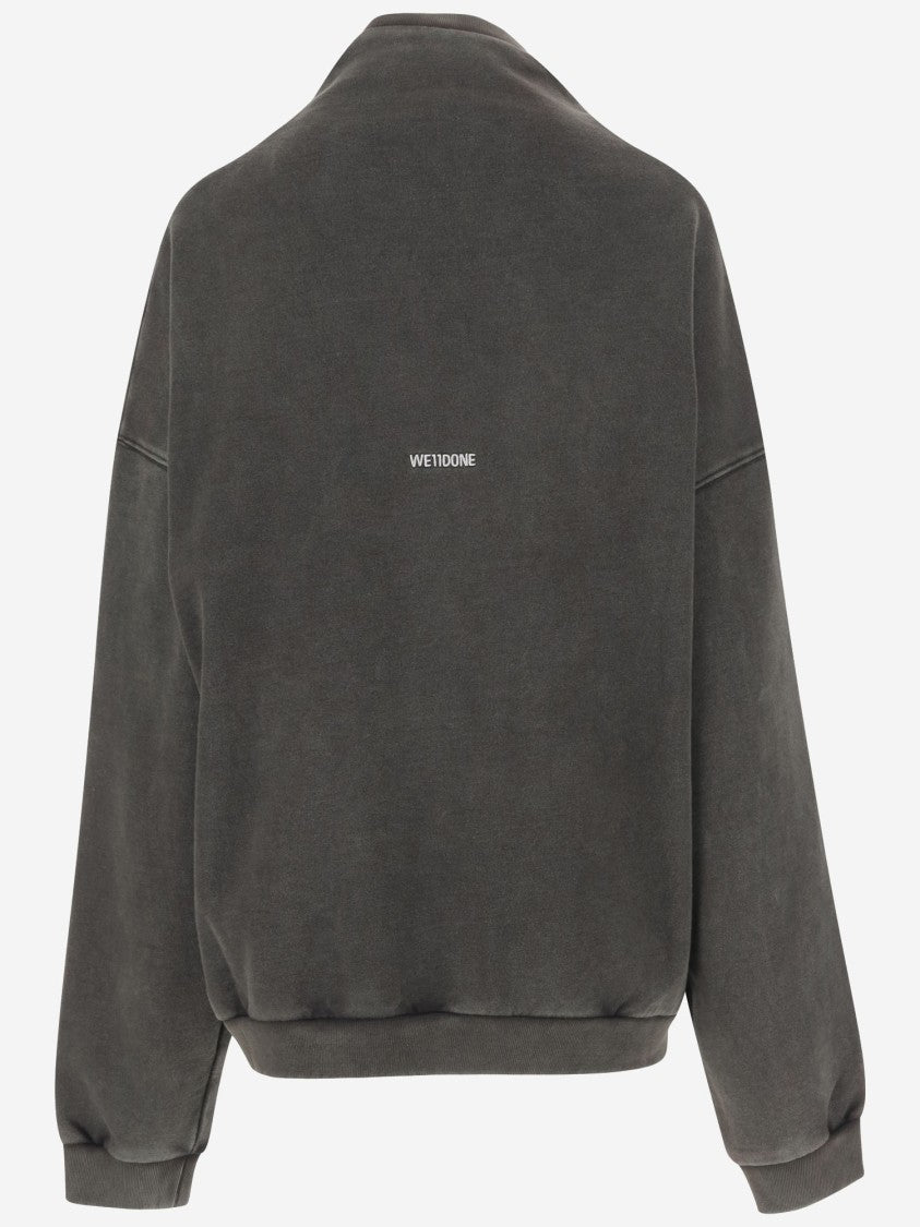 We11 Done High Collar Cotton Sweatshirt With Dropped Shoulders