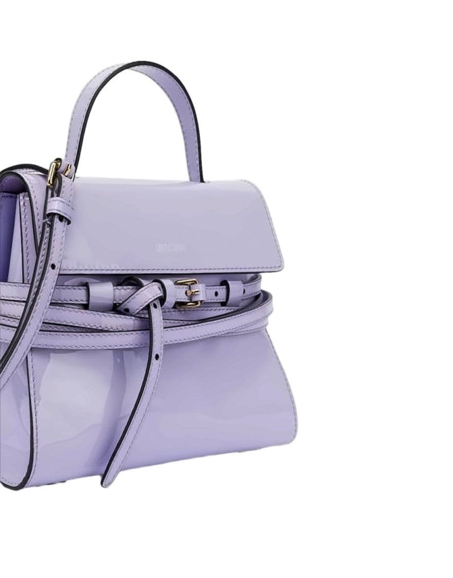 Moschino Structured Glossy Purple Moschino Tote Bag