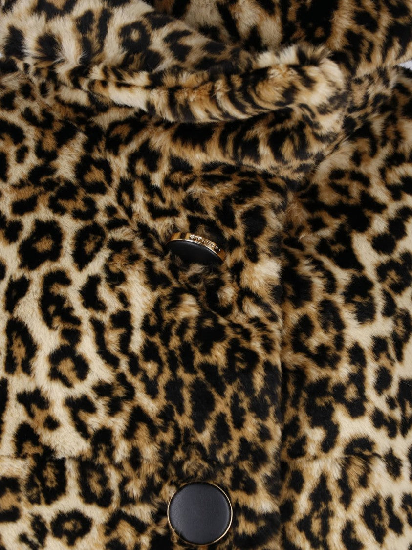 Givenchy Multicolor Leopard Print Faux Fur Coat With Adjustable Collar