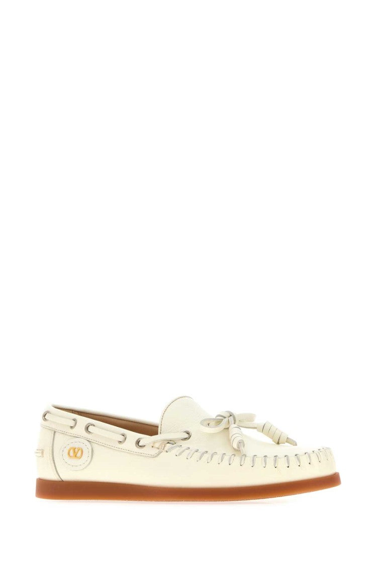 Valentino Garavani Ivory Leather Vlogo Signature Loafers