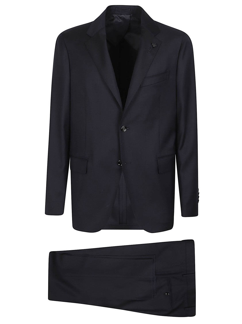 Lardini Iconic Black Virgin Wool Suit