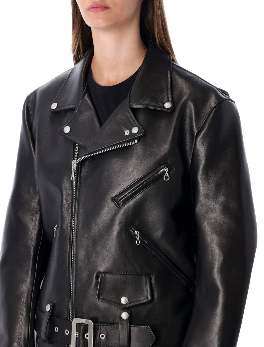 Junya Watanabe Black Oversize Leather Biker Jacket