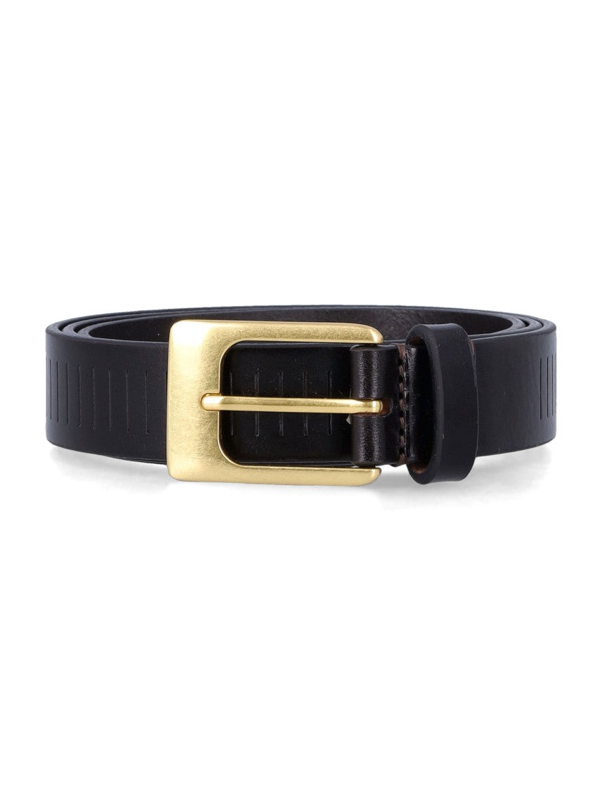 Lemaire Dark Brown Rail Leather Belt