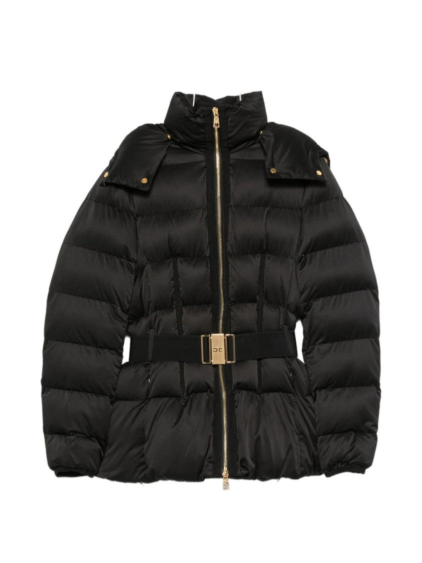 Elisabetta Franchi Quilted Padded Jacket With Gold Hardware And Belted Design
