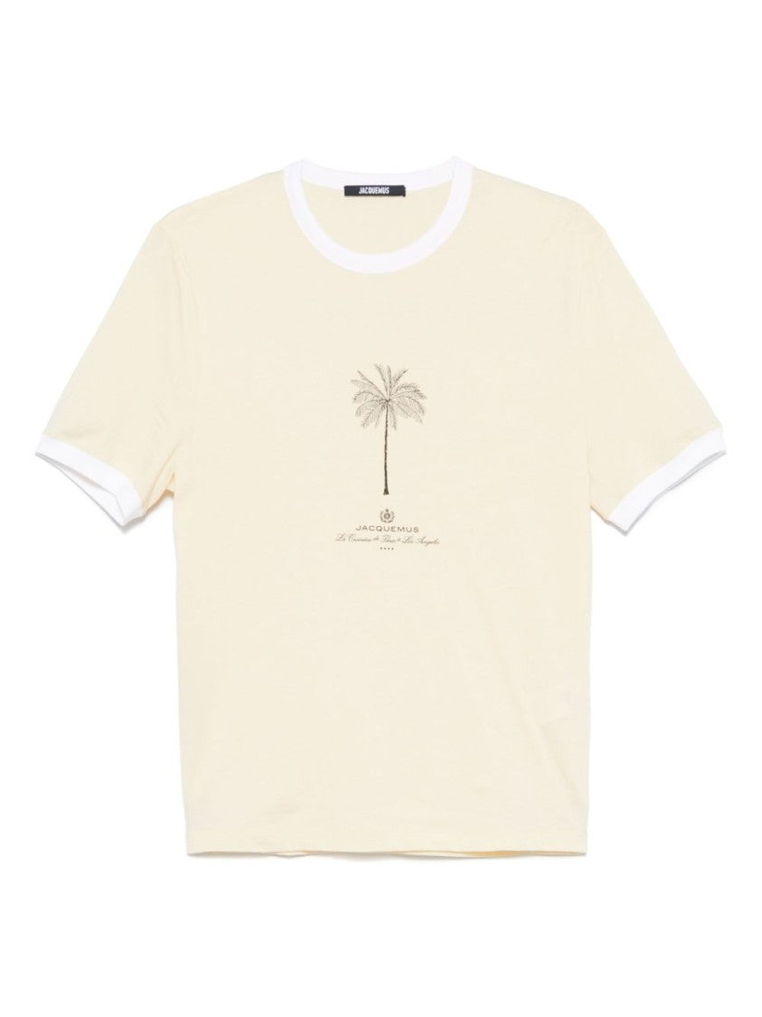 Jacquemus Beige Palm Tree Logo Contrast T-Shirt