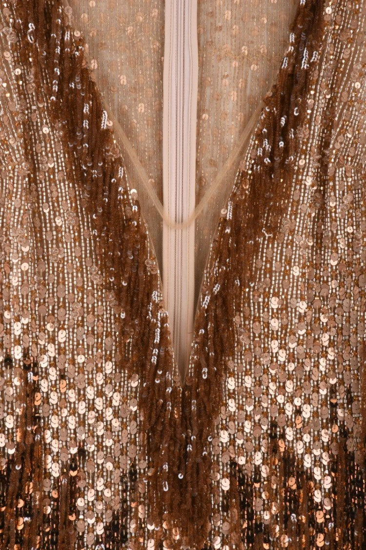 Elisabetta Franchi Charleston Sequin Dress - Brown