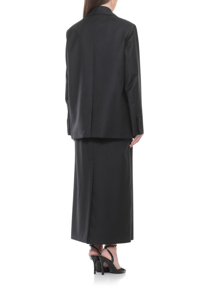 Loulou De Saison Black Donaulds Wool Double Breasted Blazer