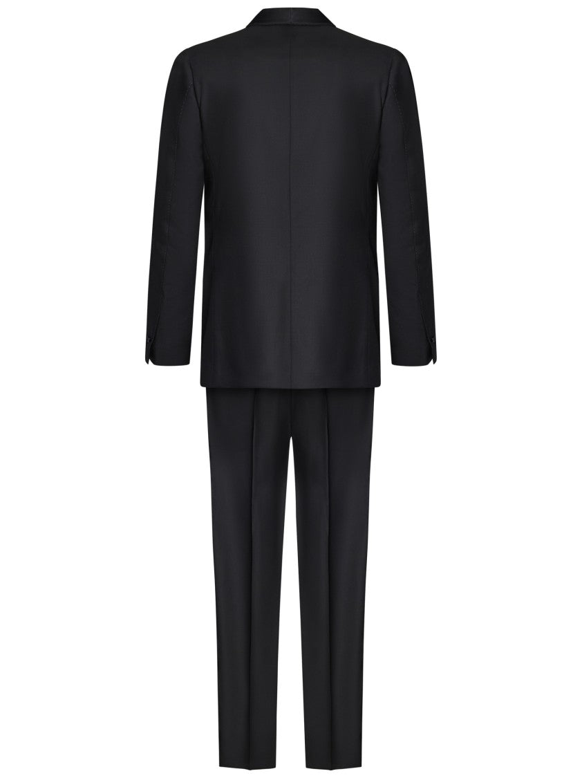 Franzese Collection Tuxedo Suit Tailored In Black Super 150'S Merino Wool