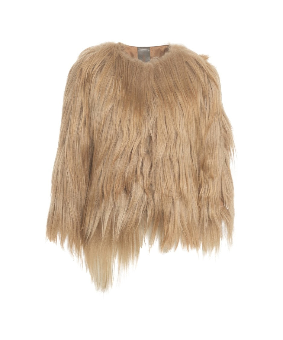 Giorgio Brato Beige Faux Fur Jacket With Hem