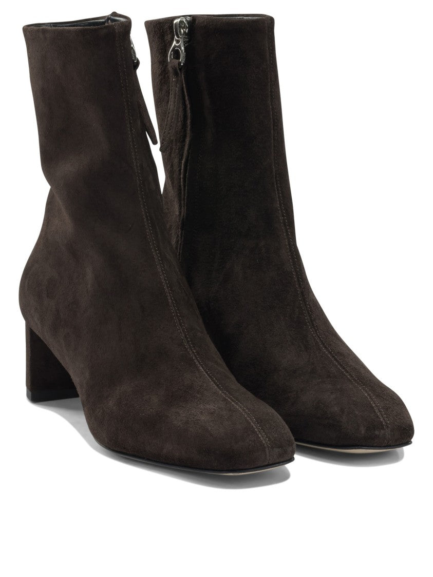 Aeydē Brown Suede Ankle Boots With Square Toe