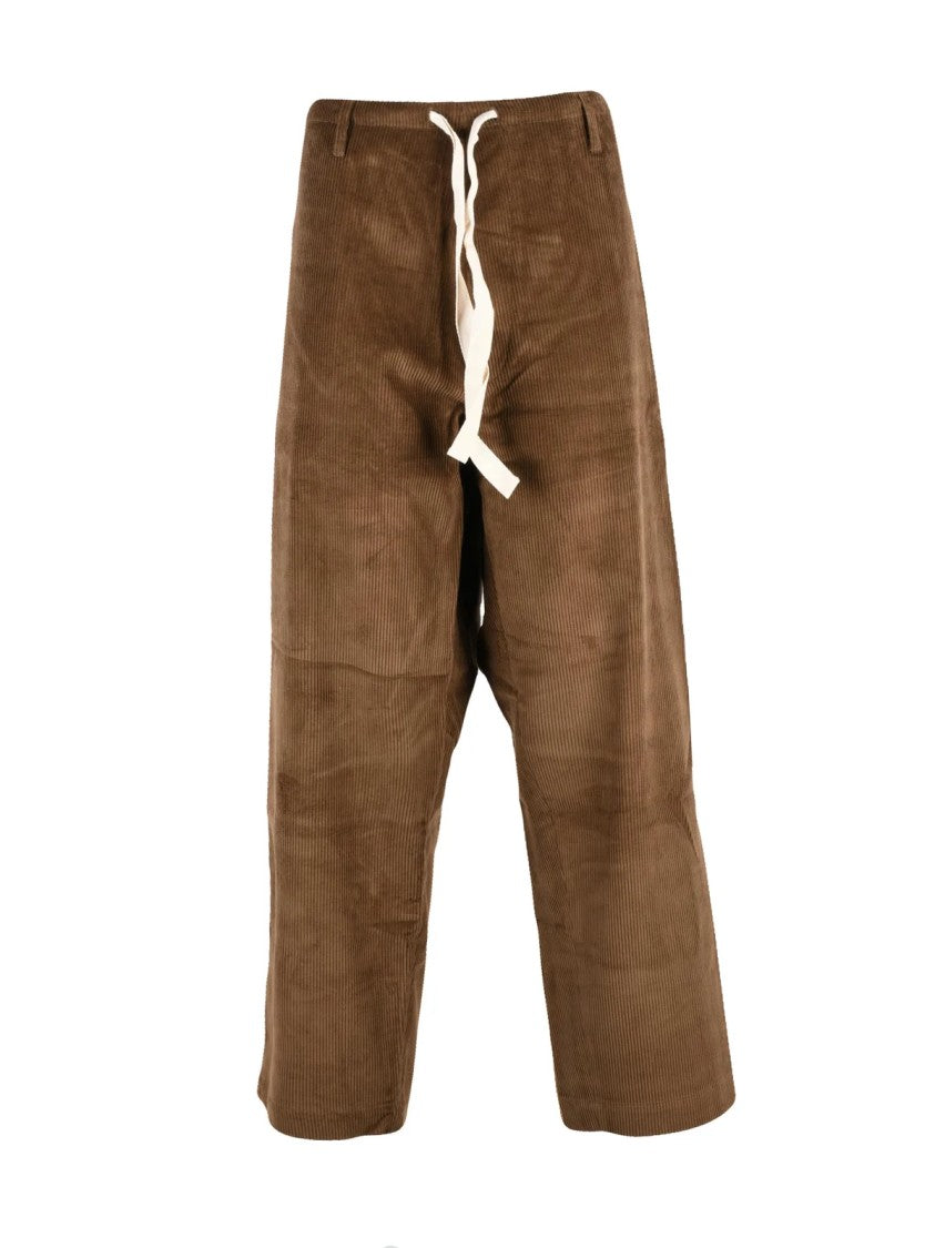 Mo5ch1no Jeans Brown Velvet Baggy Trousers With Drawstring Waist