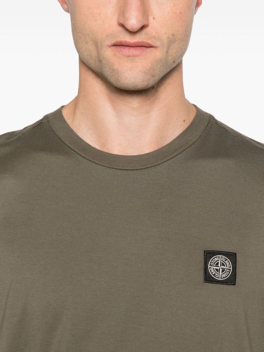 Stone Island Relaxed-Fit Olive Green Cotton T-Shirt