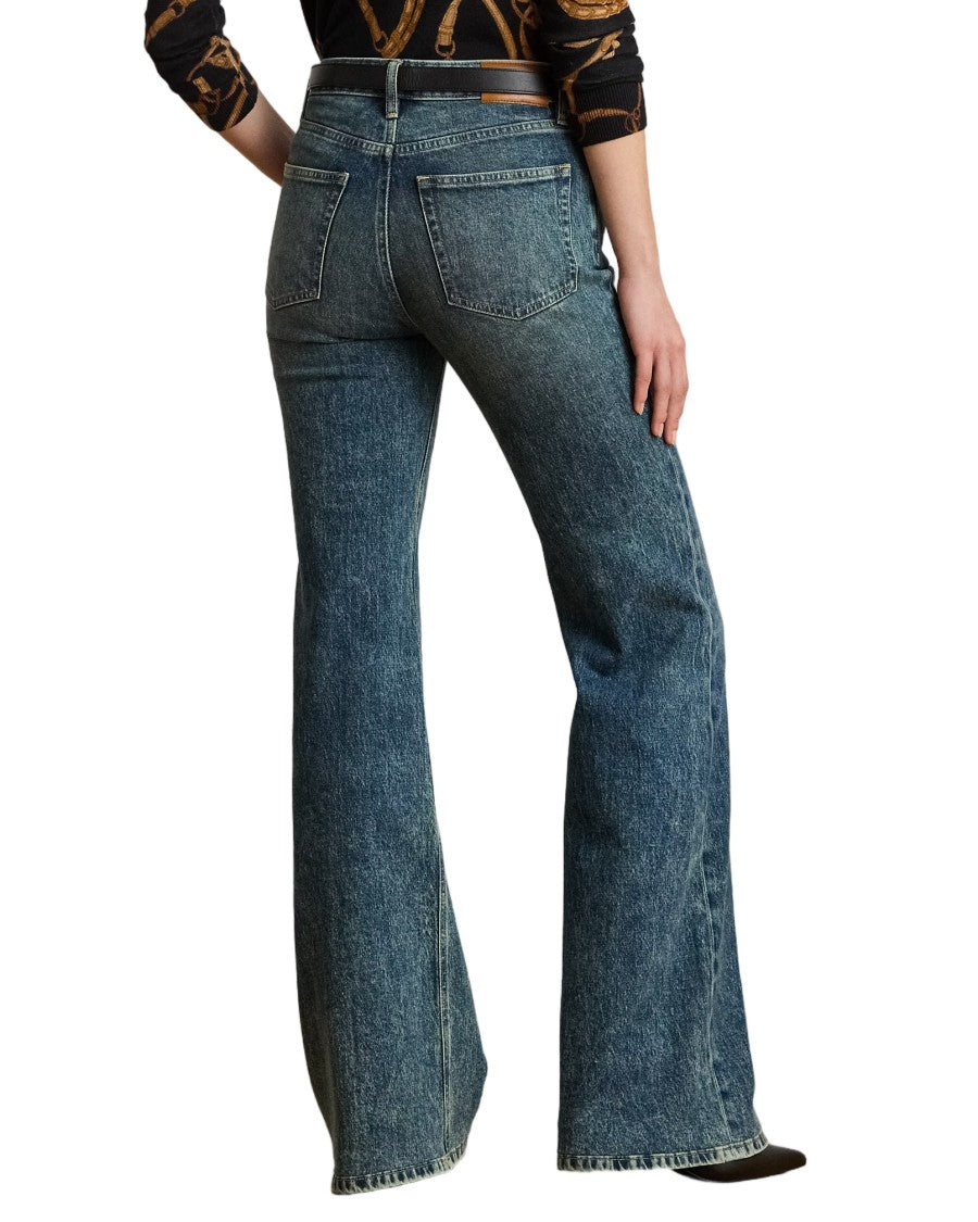 Lauren Ralph Lauren Haze Wash Retro Flare Cotton Jeans