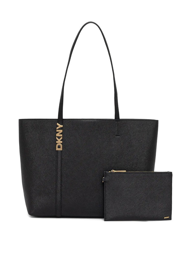 Dkny Structured Cow Leather Tote Bag With Detachable Pouch