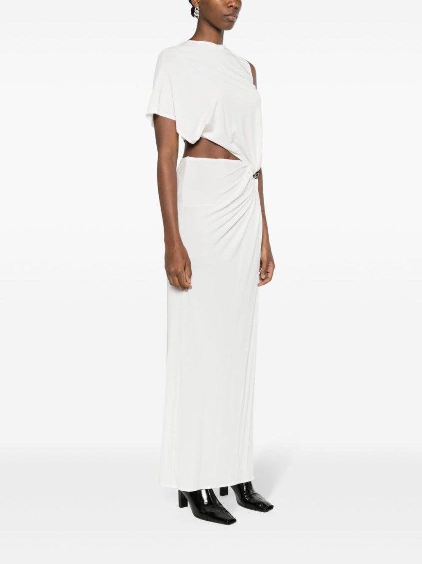 Courrèges Heritage White Stretch-Jersey Crepe Asymmetric Dress