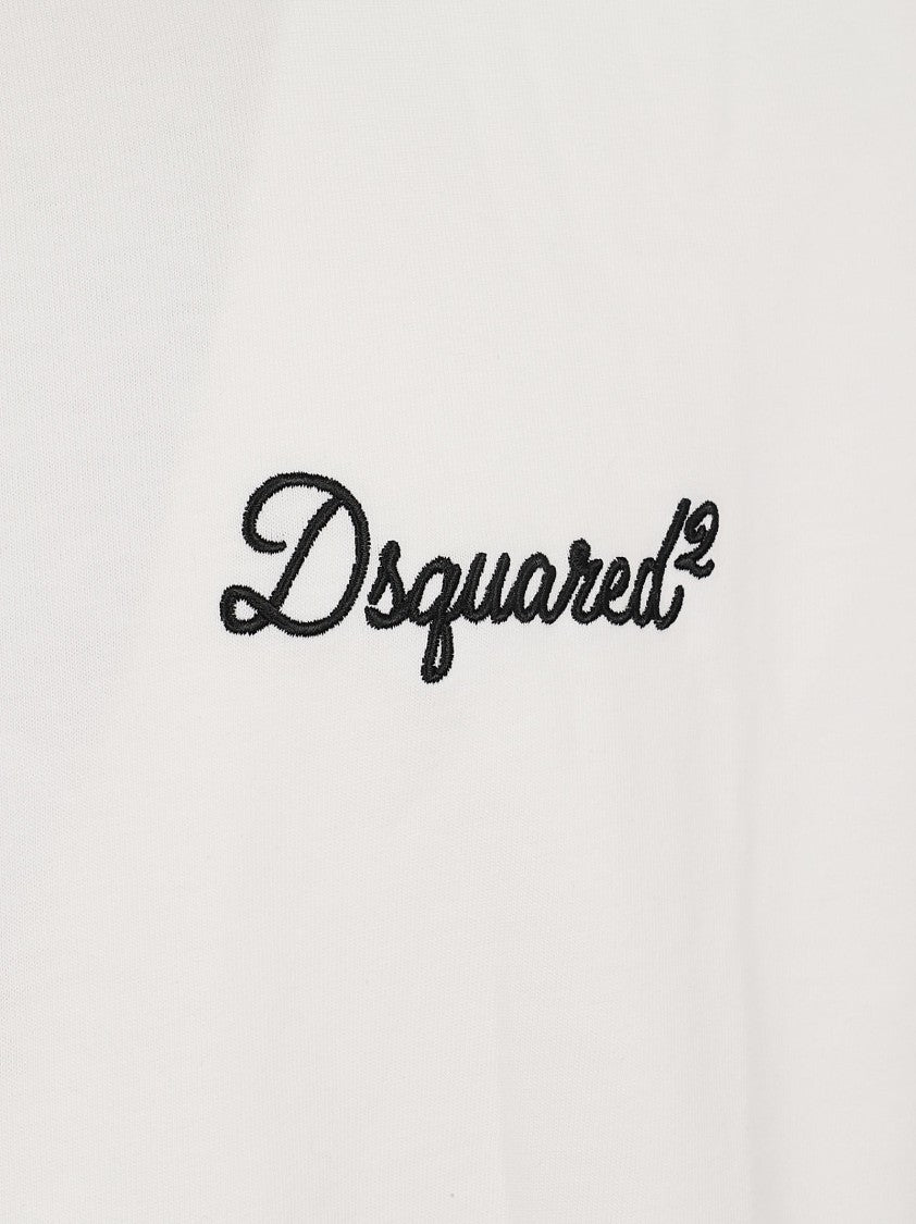 Dsquared2 White Loose Cotton Printed T-Shirt