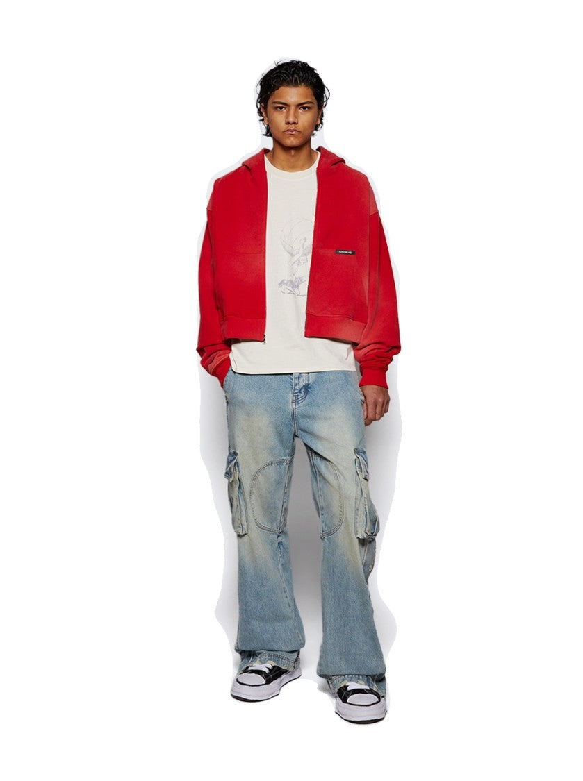 Nahmias Sunfade Boxy Zip Up Hoodie Sundace Cherry