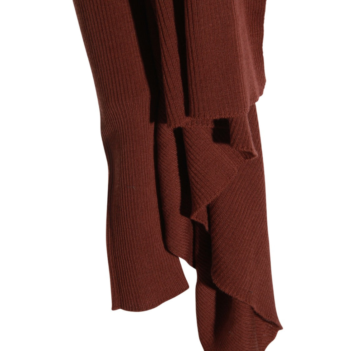 Rick Owens Draped Brown Sweater With Asymmetrical Hemlines