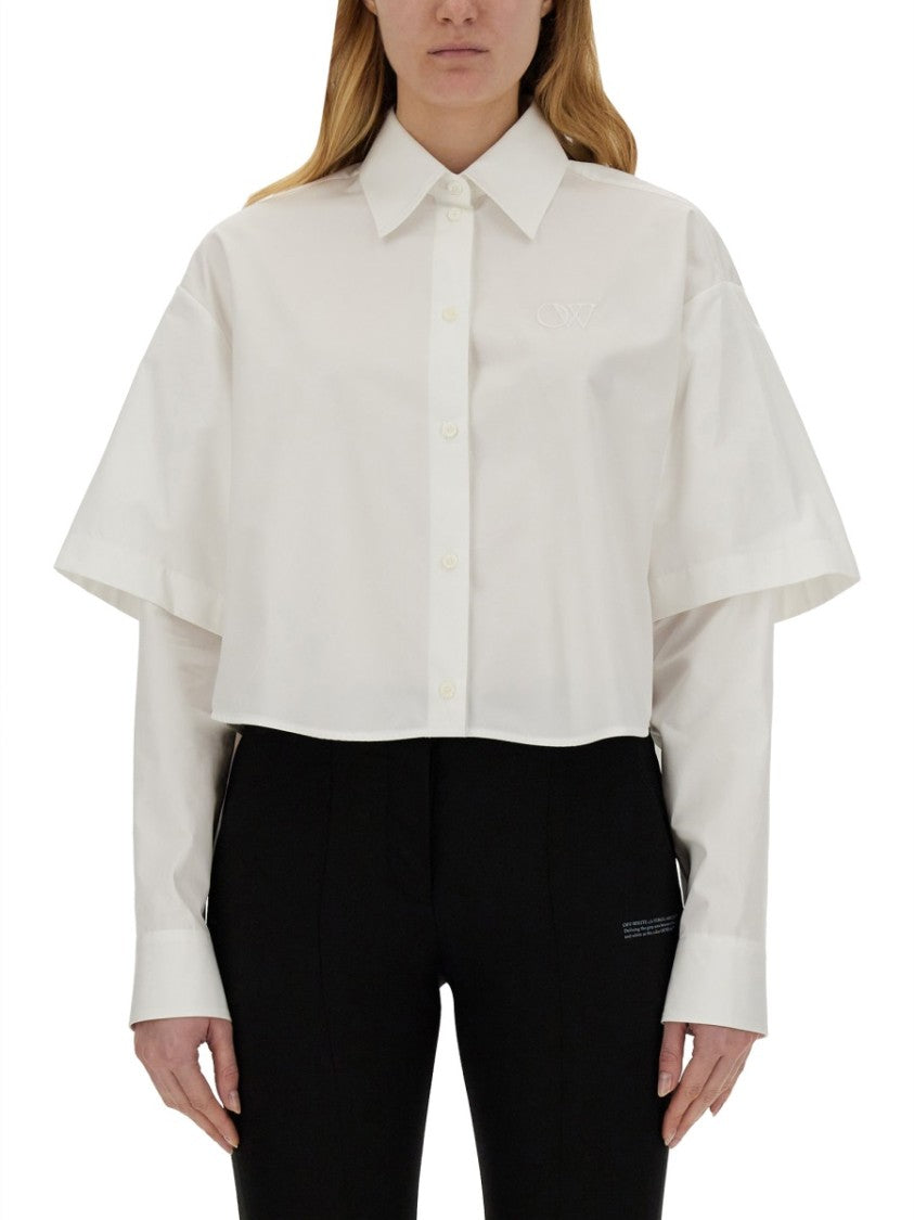 Off-White Cropped Poplin Shirt