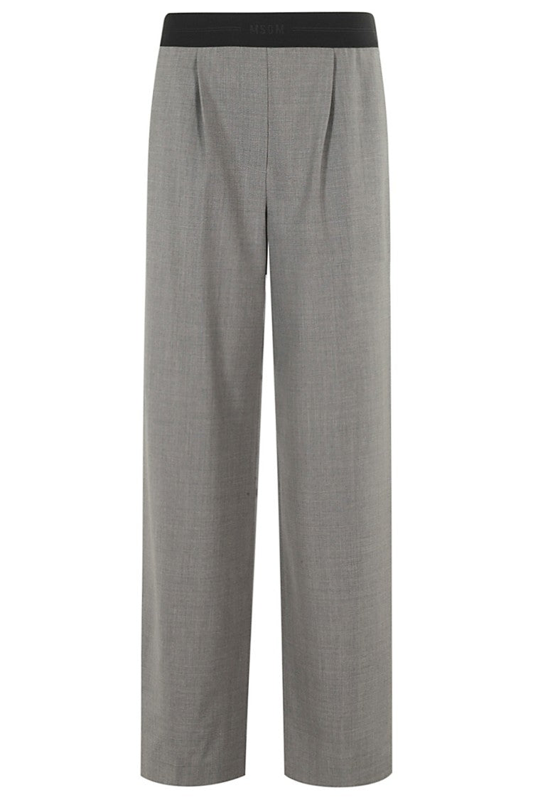 Msgm Grey Melange Stretch Wool Pants