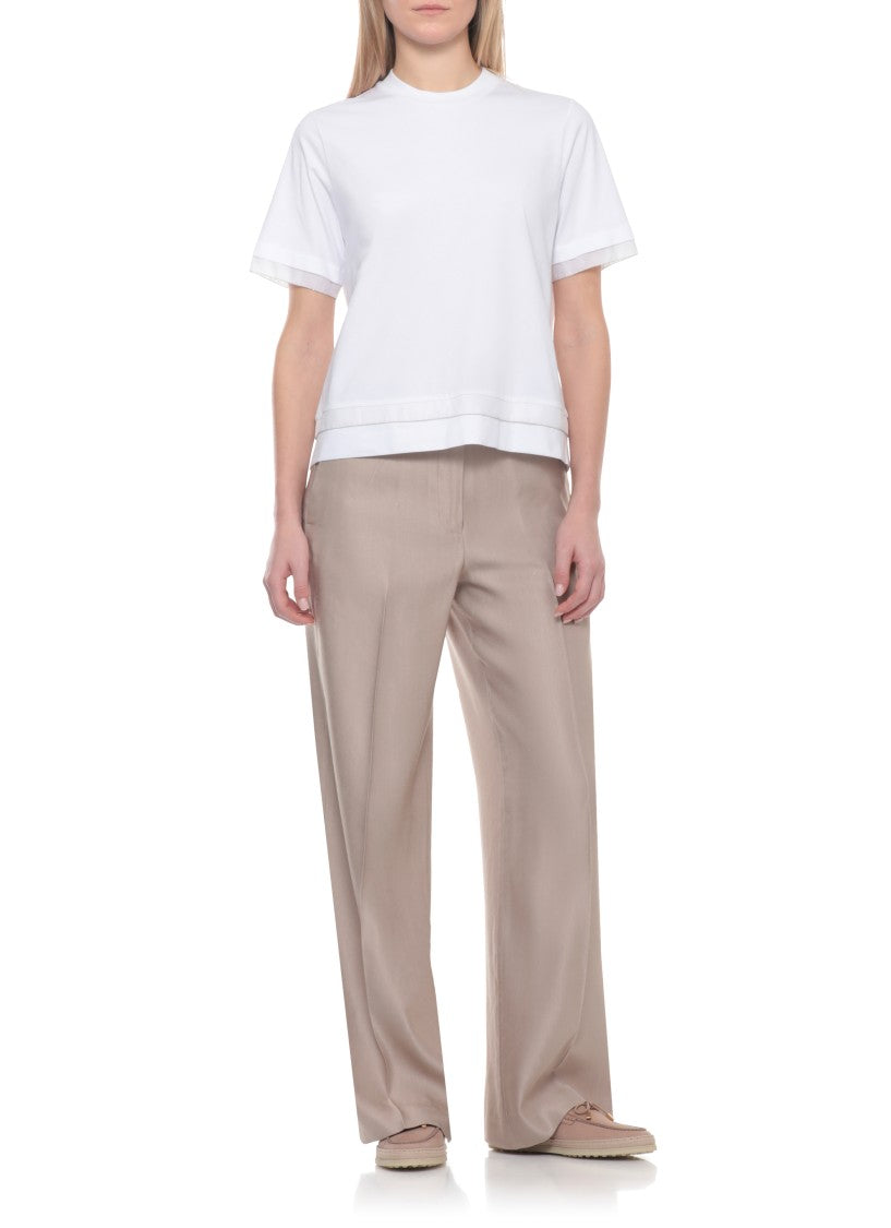 Peserico White Cotton Embellished T-Shirt