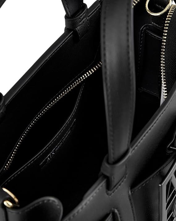 Armani Exchange Structured Black Shoulder Bag With Removable Strap