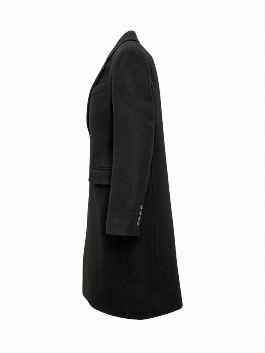 Ami Tailored Black Wool Coat With Notched Lapels