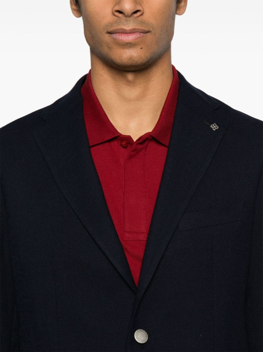 Tagliatore Navy Blue Jacket With English Rear Vents