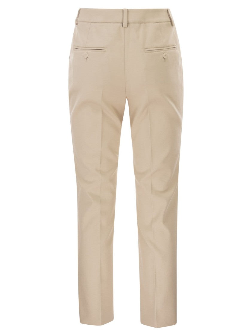 Max Mara Cropped Stretch Cotton Trousers With Tailored Finish