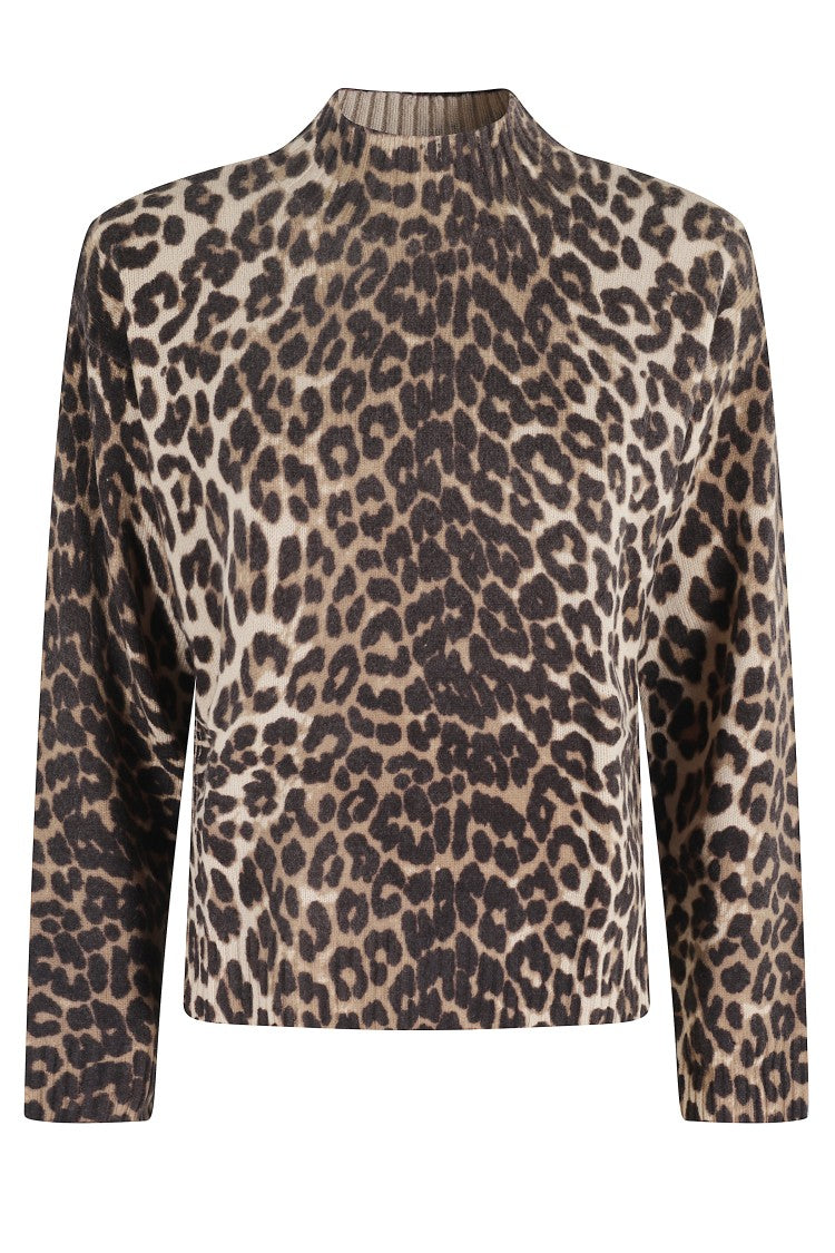 Seventy Cropped High Neck Sweater With Bold Spotted Pattern