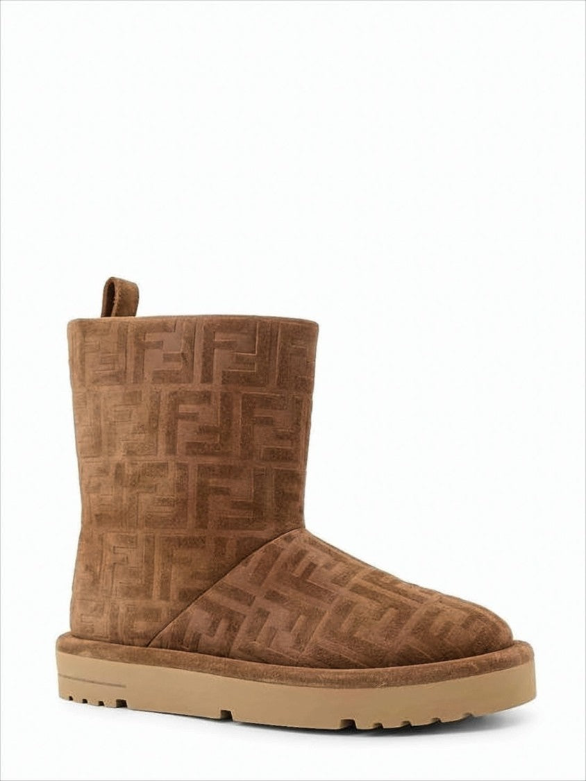 Fendi Suede Ff Monogram Low Boots