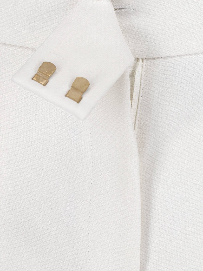 Giorgio Armani White Tailored Pleated Straight-Leg Silk Pants