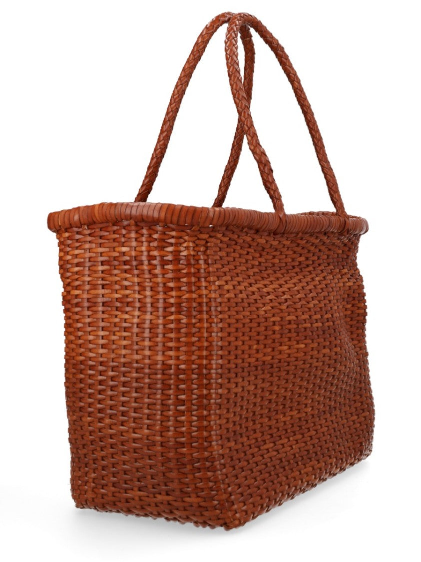 Dragon Diffusion Brown B Weave Woven Leather Tote Bag