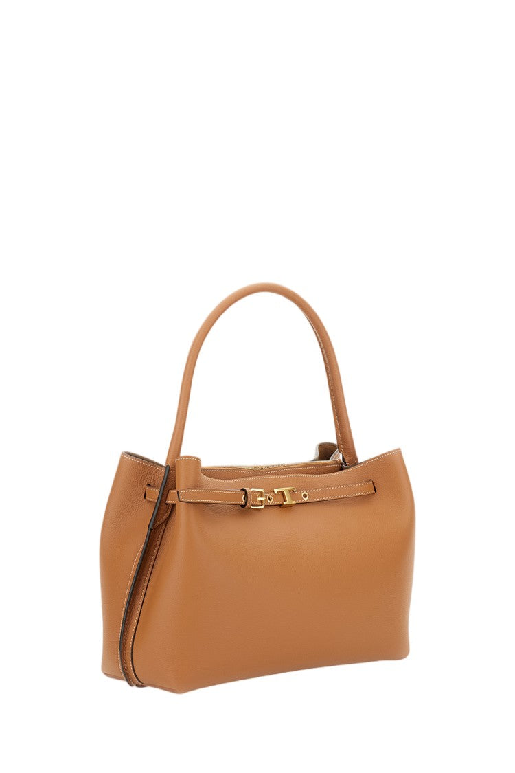 Tod's T Timeless Top Handle Bag In Soft Calfskin Leather