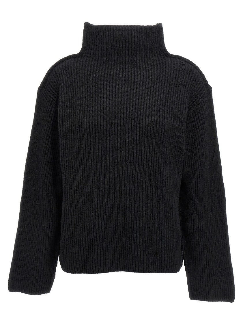 Marni Ribbed High Neck Sweater With Dropped Shoulders