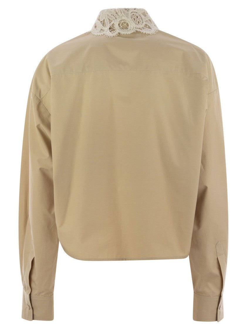 Fabiana Filippi Cropped Shirt With Lace Collar