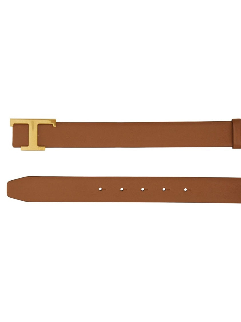 Tod's T Timeless Reversible Gold Clasp Belt