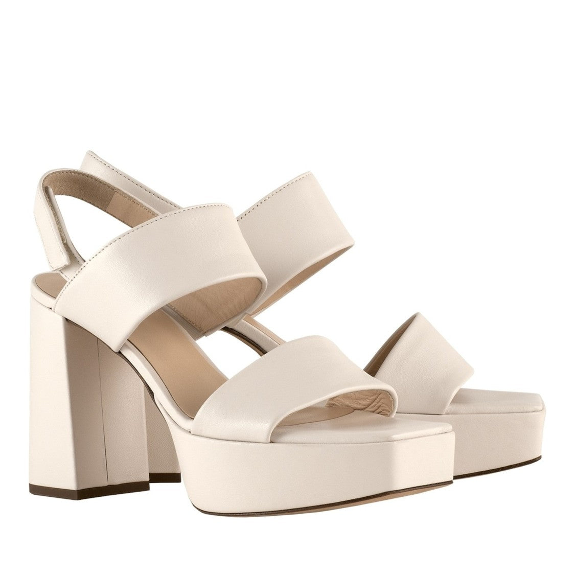Högl White Cindy High Block Heel Slingback Sandals