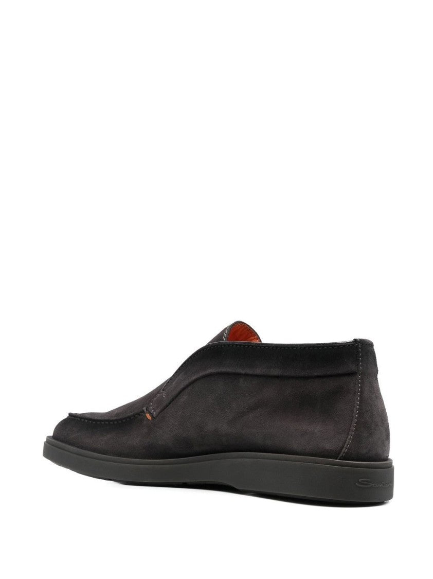 Santoni Ankle-Length Slip-On Suede Boots With Round Toe