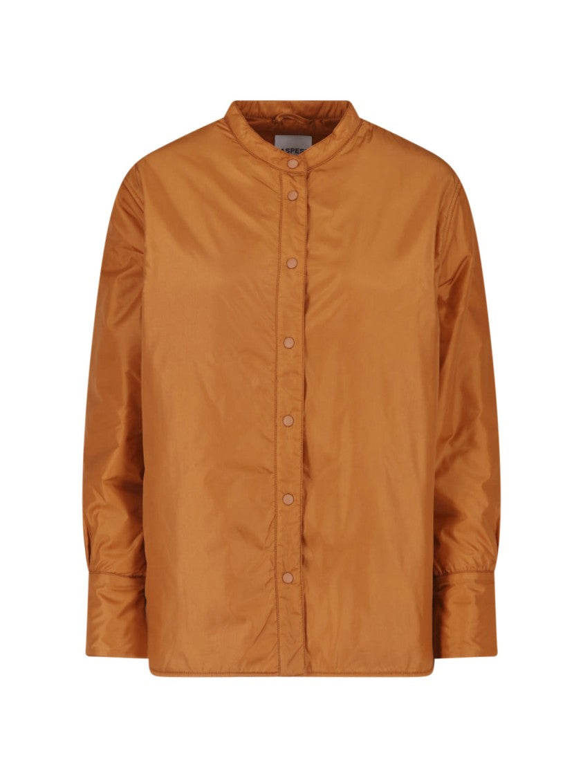 Aspesi Orange Button-Up Technical Fabric Jacket