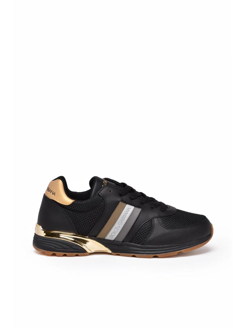 Dolce & Gabbana Black Action Metallic Accents Leather-Blend Sneakers