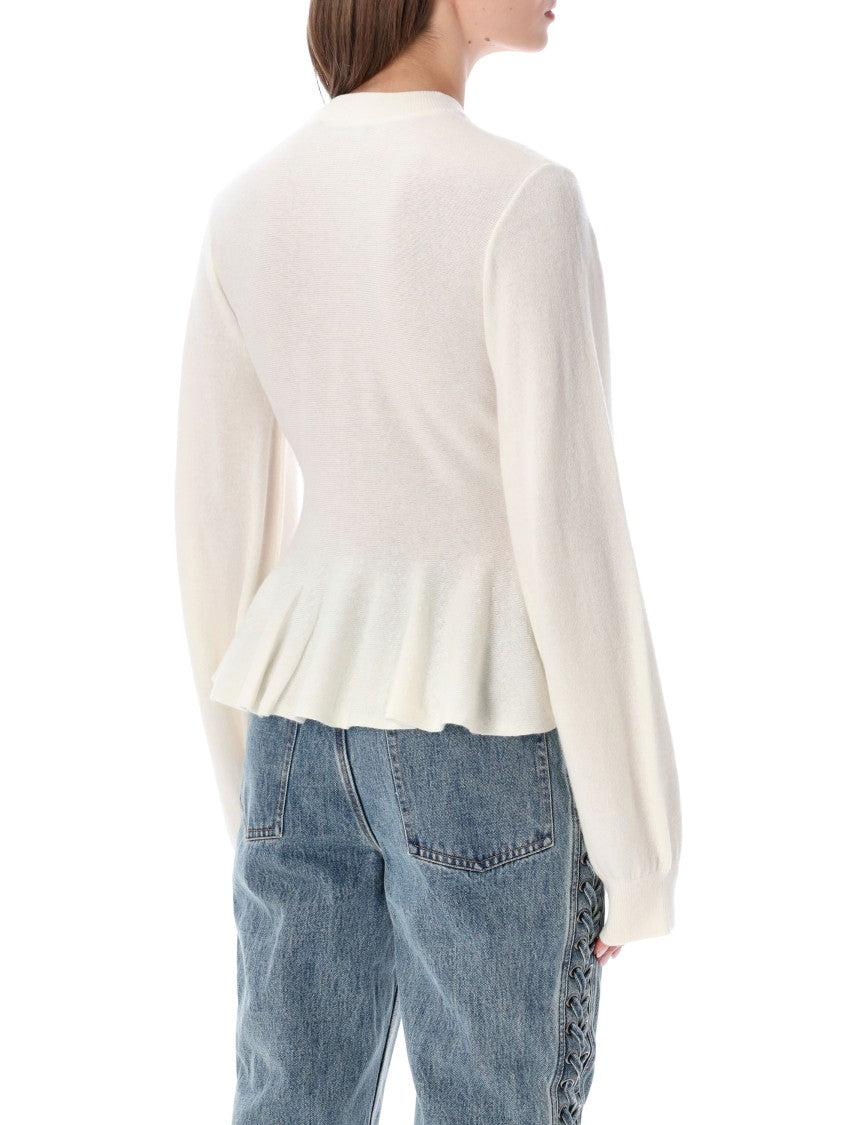 Rotate Sculptured Peplum Flared Knit Cardigan
